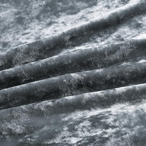 Distressed Velvet Comforter Set - 5-Piece Queen Bedding in Smoke Blue