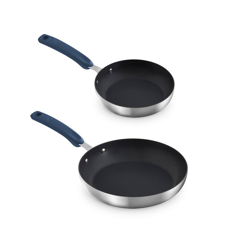 Zakarian by Dash 8" and 10" TruPro TriPly Nonstick Stainless Steel Fry Pan Set of Two