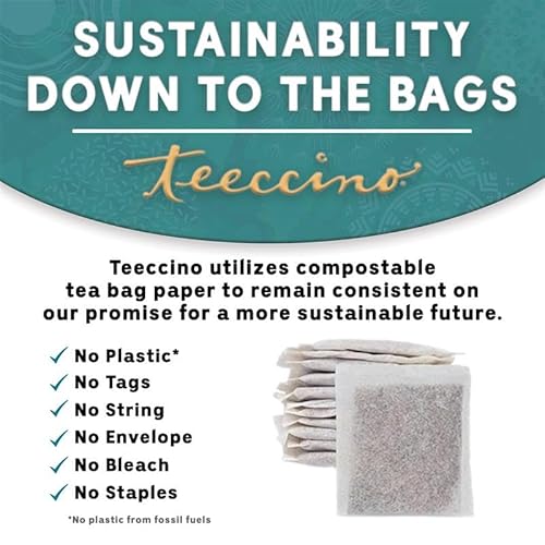 Teeccino Dandelion Caramel Nut Tea - Caffeine Free, Roasted Herbal Tea with Prebiotics, 3x More Herbs than Regular Tea Bags, Gluten Free - 50 Tagless Eco-Friendly Tea Bags