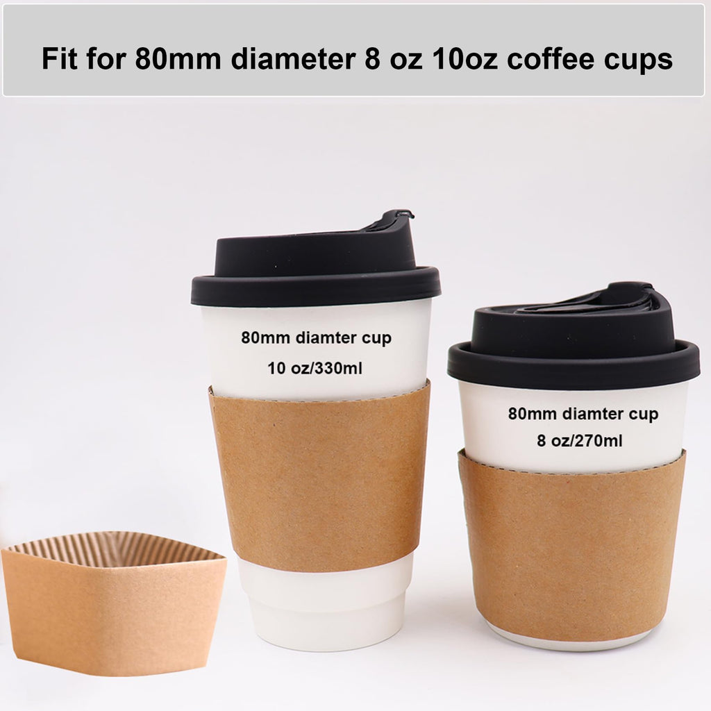 EchoDone 8 oz Disposable Coffee Cup Sleeves for Hot Drinks Paper Corrugated Cup Jackets 200 Count (Without Cups)