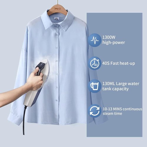 HOMETOP Handheld Clothes Steamer - 30-Second Fast Heat-Up, 1300W Portable Fabric Iron for Home & Travel