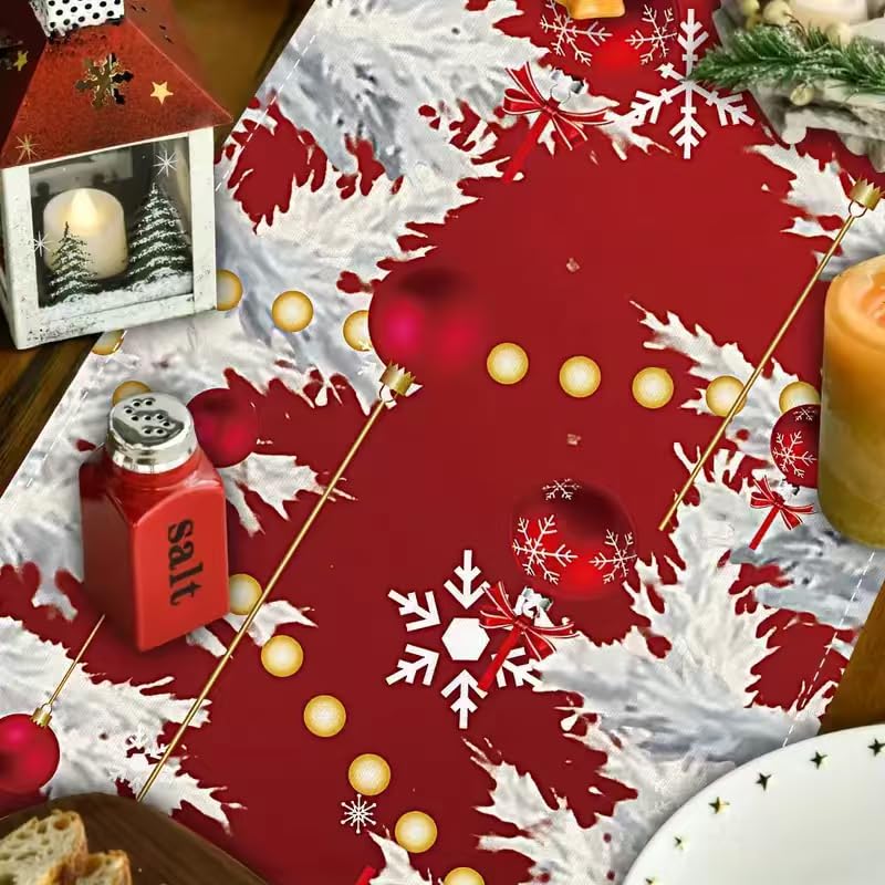 Generic Christmas Santa Claus Deer Snow Table Runner 13x48 Inch - Holiday Home Decor