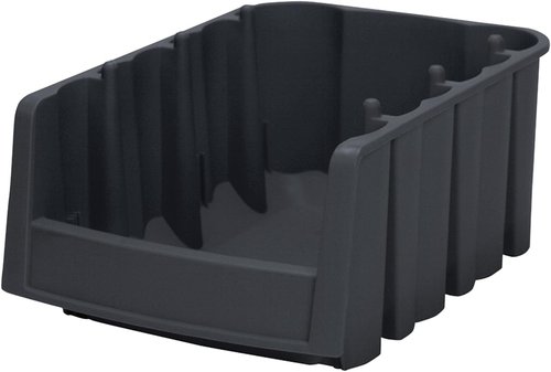 Akro-Mils Economy Stacking Shelf Storage Bins - Durable Plastic, 18"x6.625"x7", Black (10-Pack)