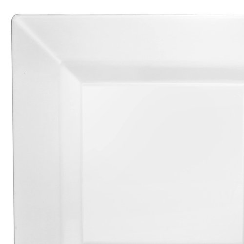 " OCCASIONS " 40 Plates Pack, Heavyweight Disposable Wedding Party Plastic Plates (9.5’' Dinner Plate, Square white)