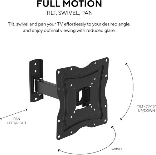 Kortek Full Motion Wall Mount for 10-50 Inch TVs - Includes HDMI Cable for Easy Setup