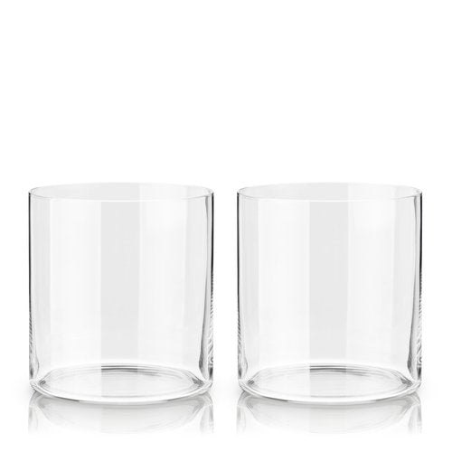 Viski Element Tumblers, Rocks glass, Modern Minimalist Old Fashioned Cocktail Glasses, Ultra Fine Crystal 13.5 Oz Set of 2