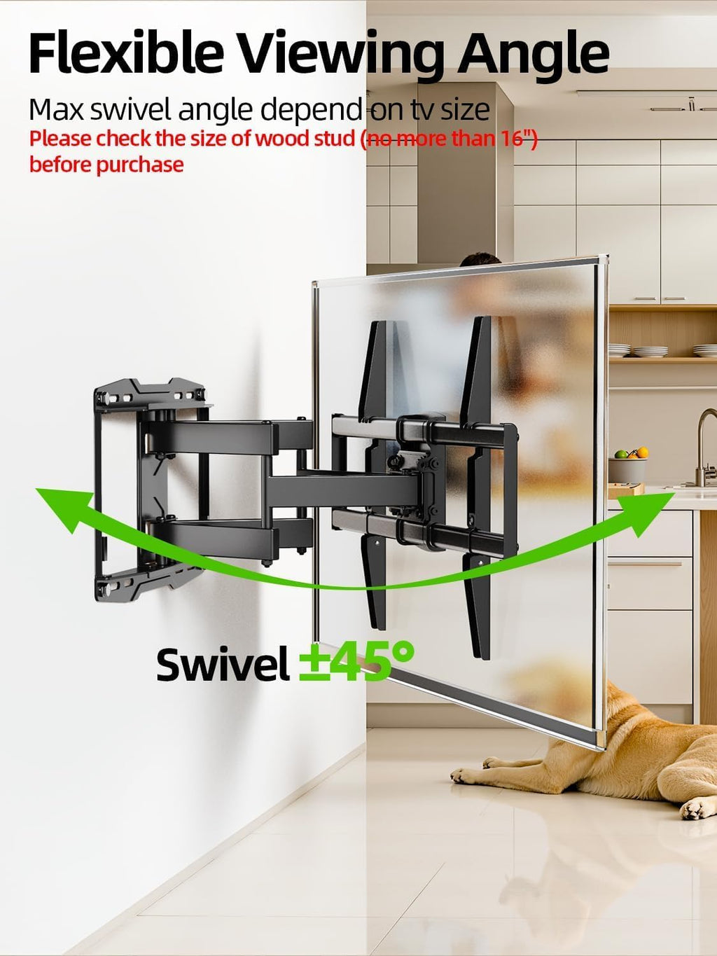 USX Mount Full Motion TV Wall Mount - Swivel & Tilt for 42-86 Inch TVs, Dual Articulating Arms, VESA 600x400mm, Max 132lbs Capacity