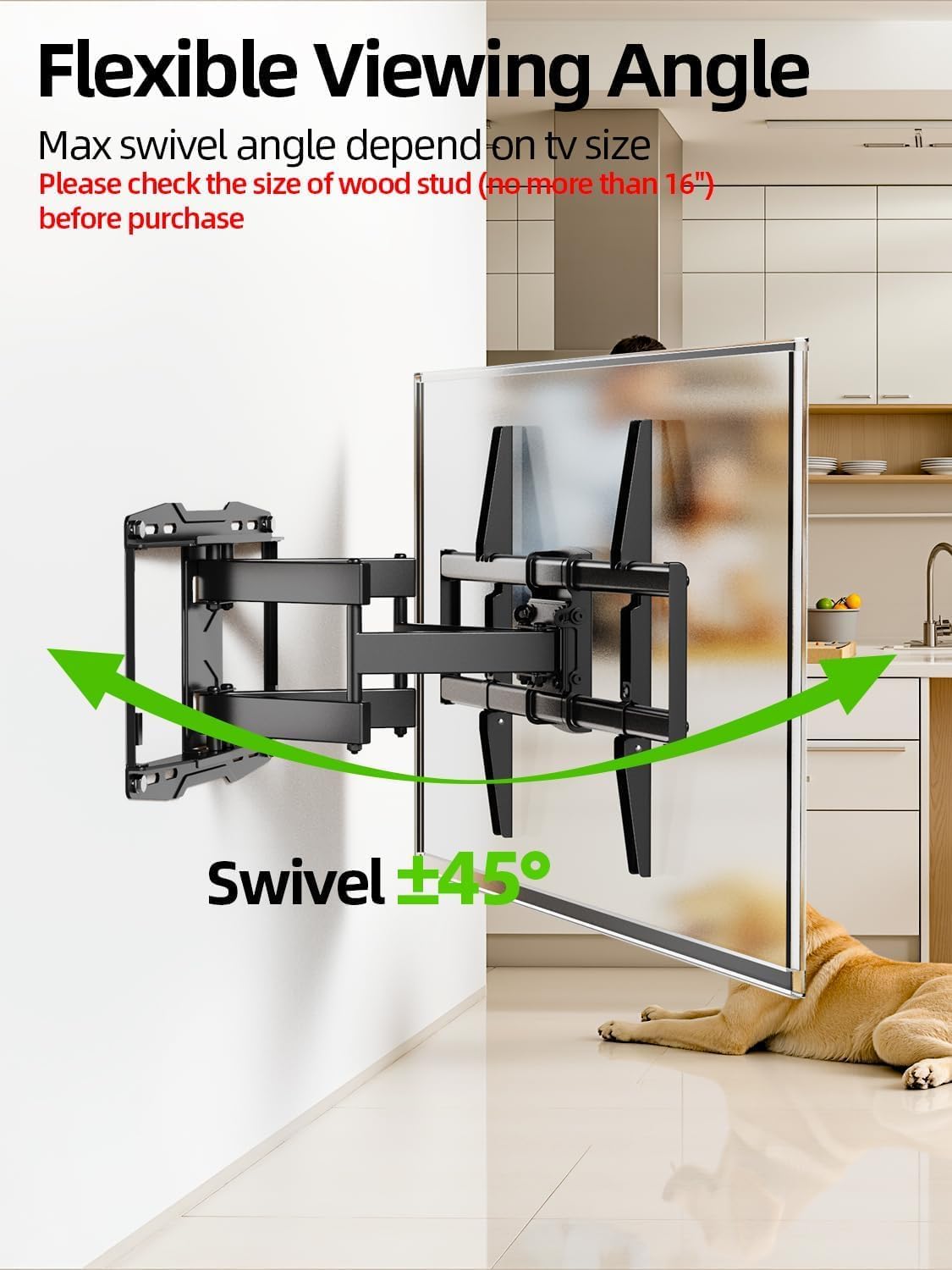 USX Mount Full Motion TV Wall Mount - Swivel & Tilt for 42-86 Inch TVs, Dual Articulating Arms, VESA 600x400mm, Max 132lbs Capacity