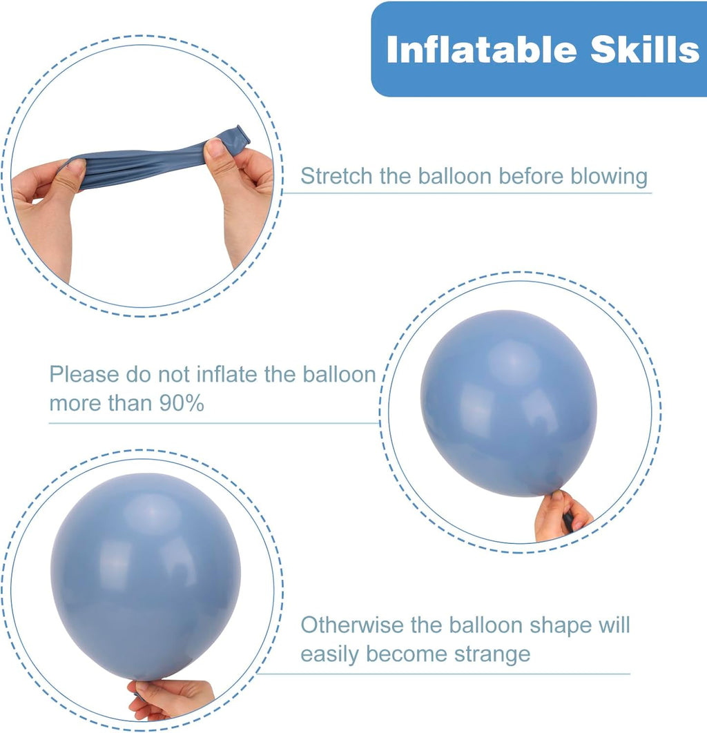 RUBFAC Dusty Blue Balloons - 129-Piece Latex Balloon Garland Kit for Weddings, Baby Showers & Parties