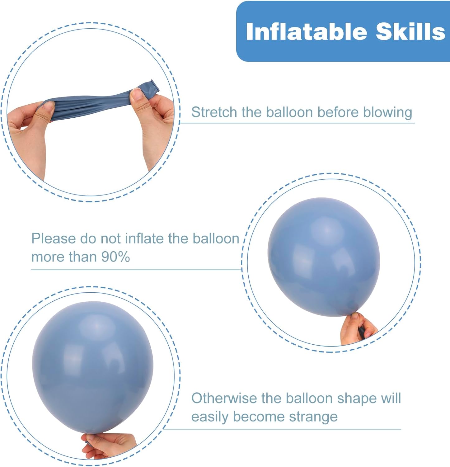 RUBFAC Dusty Blue Balloons - 129-Piece Latex Balloon Garland Kit for Weddings, Baby Showers & Parties