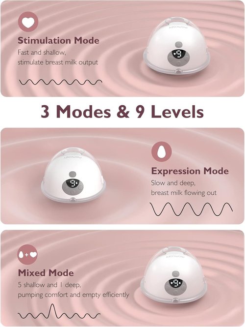Momcozy M5 Wearable Breast Pump - Double-Sealed Flange for Comfort | 3 Modes & 9 Suction Levels, 24mm, 2-Pack Quill Gray