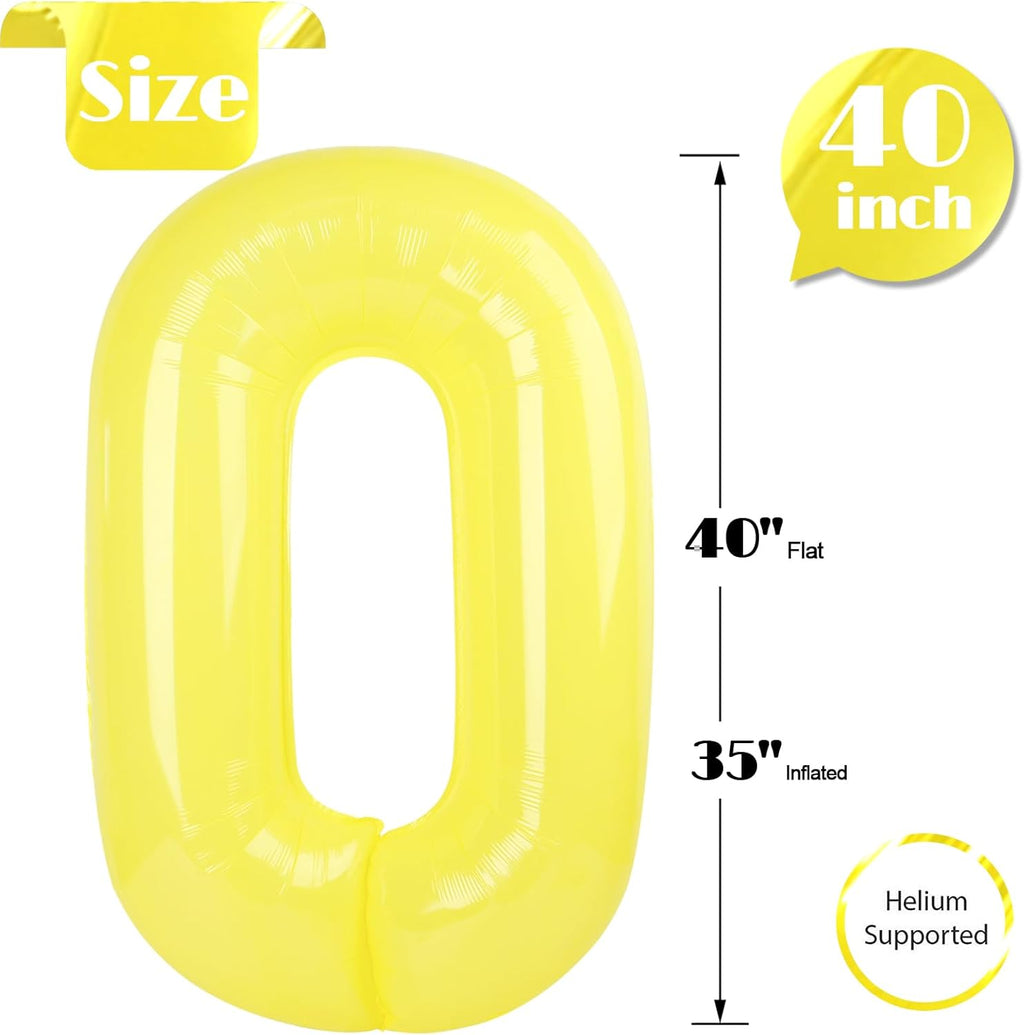 Yellow Number Balloon - 40 Inch 0 Balloon for Birthday Decorations | Perfect Party Supplies for Women