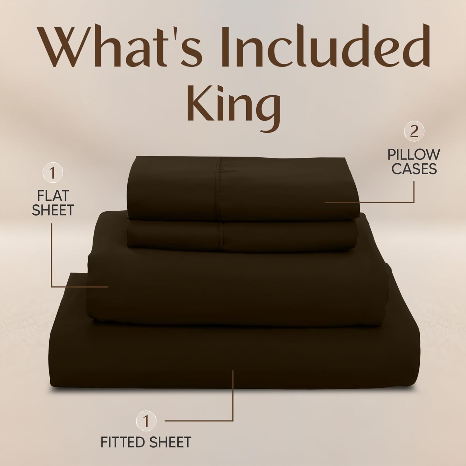 Utopia Bedding King Bed Sheets Set - 4-Piece Brushed Microfiber - Fade & Shrink Resistant | Easy Care (King, Brown)