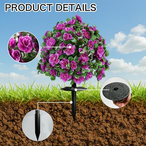 21-Inch UV Resistant Artificial Rhododendron Shrubs with Ground Stakes