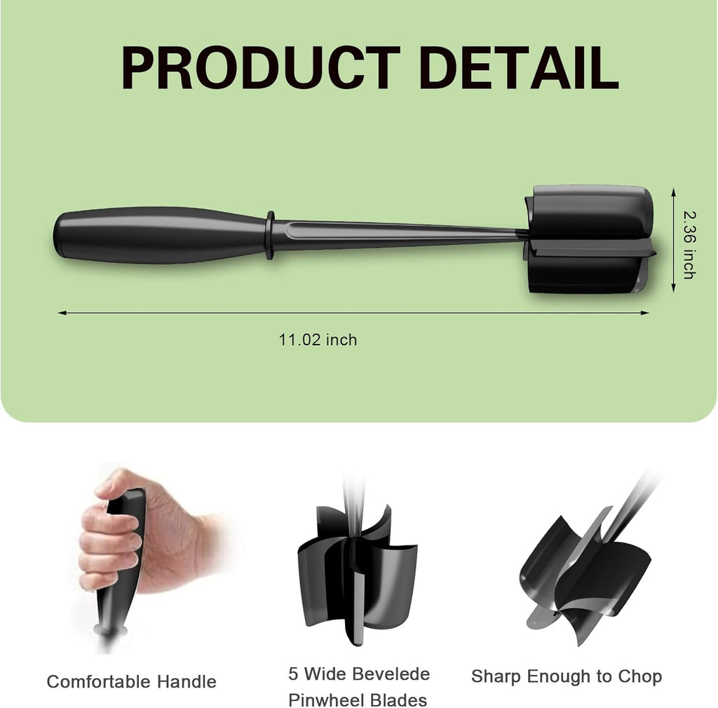 Skiennix Meat Chopper - 5 Curve Blades Ground Beef Smasher Tool | Heat Resistant Nylon Utensil