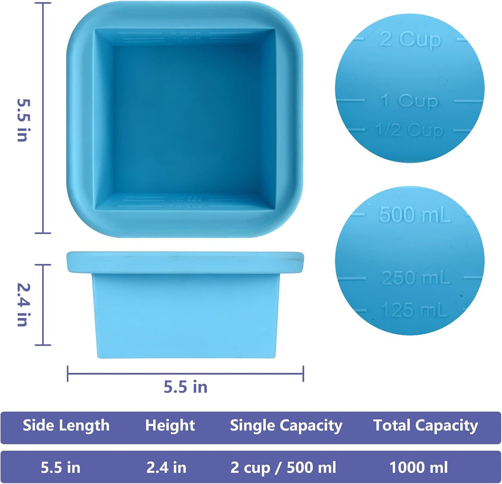 Skiennix 2-Cup Silicone Freezer Trays - 4 Pack Molds for Soups, Broths, Stews & Sauces