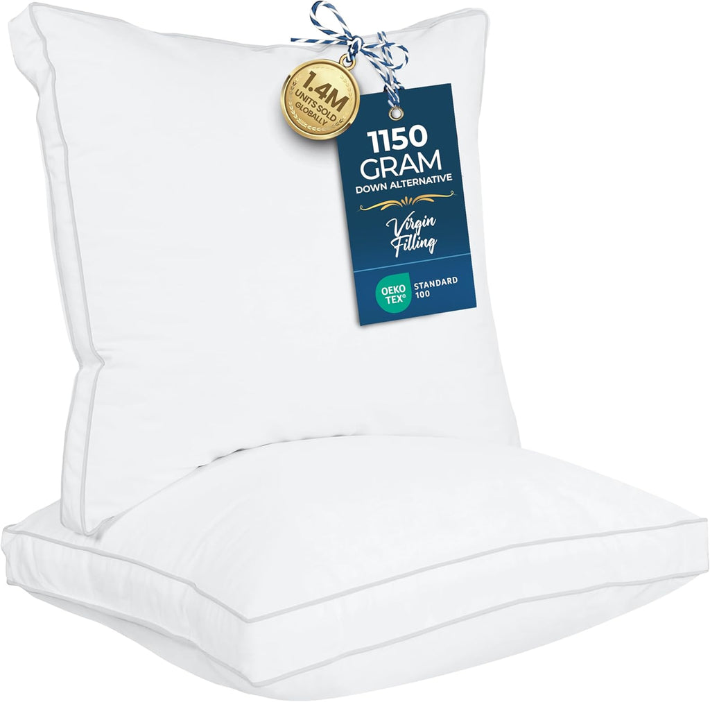 Utopia Bedding Bed Pillows - Soft & Fluffy European Size Set of 2 | Cooling Down Alternative Gusseted Design