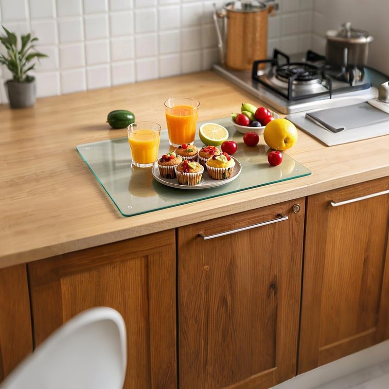 Tempered Glass Cutting Board for Kitchen, Clear Cutting Board for Countertop, Dishwasher Safe, Scratch Resistant, Heat Resistant, Shatter Resistant (16"x12" & 12"x8")