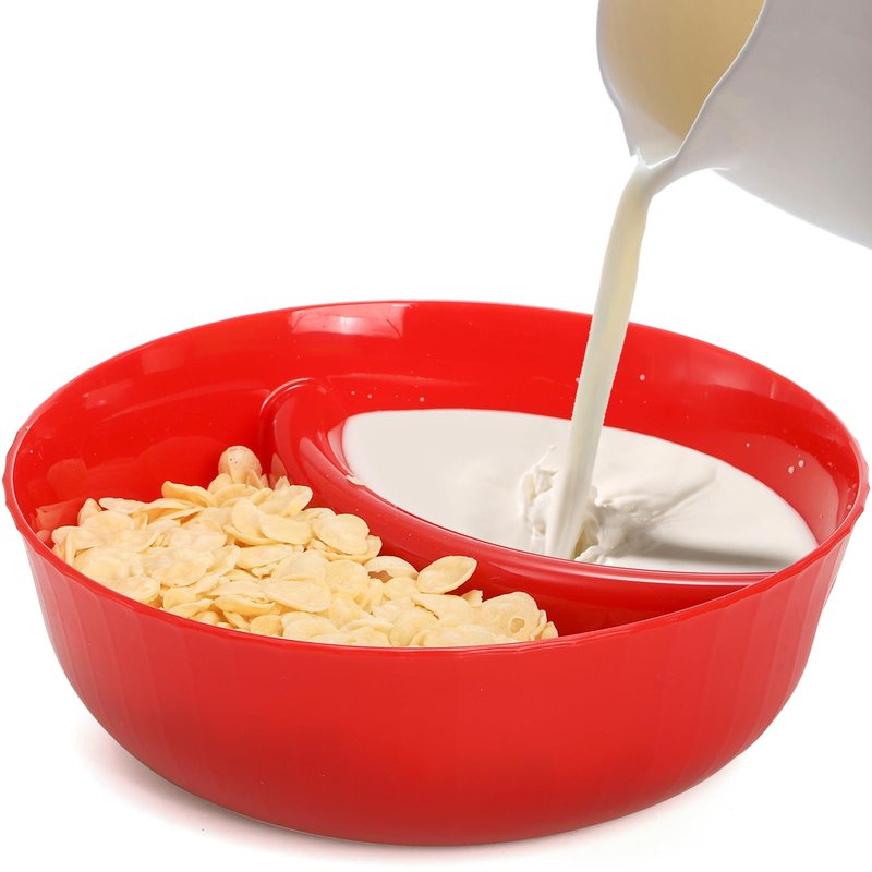 Okllen Set of 12 Anti-soggy Cereal Bowls, Plastic Divided Bowl for Chip and Dip, Separated Snack Bowl Sauce Dipping Dish for Ice Cream, Yogurt and Berries, 4 Colors