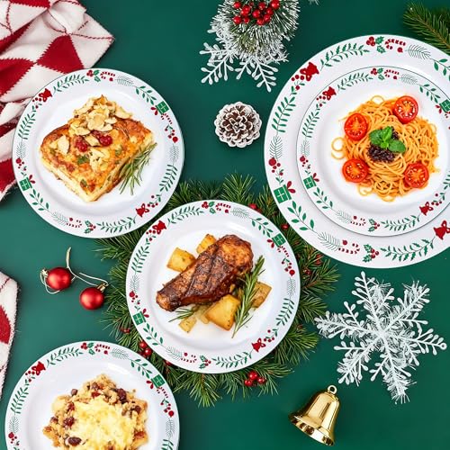 Sylans 175pcs Christmas Plates Disposable Dinnerware Set for 25 Guests Xmas04