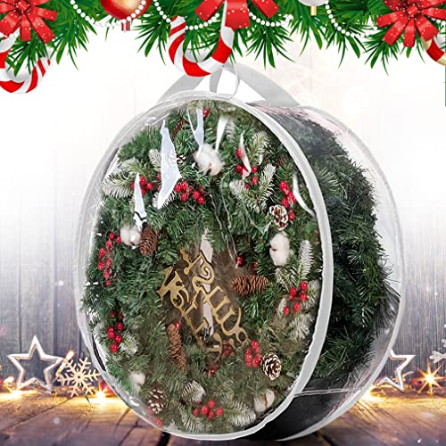36-Inch Christmas Wreath Storage Bag 2-Pack Clear PVC Container