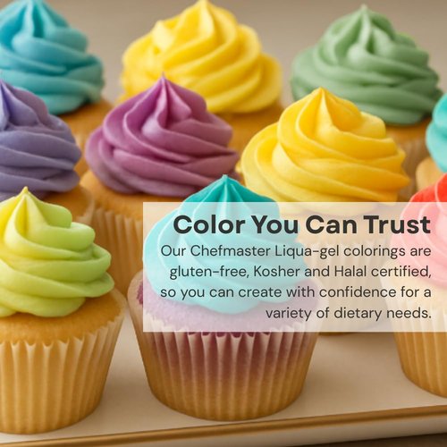 Chefmaster Plant-Based Natural Liqua-Gel Food Coloring - No Artificial Dyes, Ideal for Icing & Fondant (Brown)