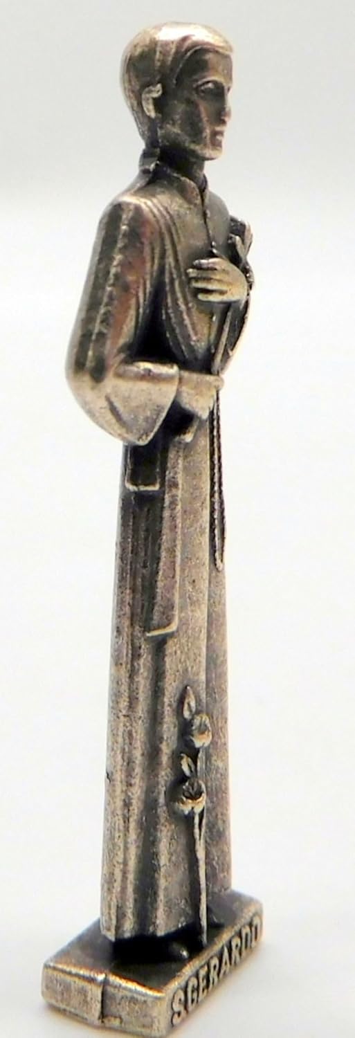 Westmon Works St Gerard Figurine Set - Metal Pocket Saint Mini Statue with Pregnancy Prayer Card
