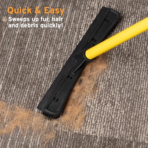 Rubber Pet Hair Removal Broom with 61" Telescopic Handle & Squeegee