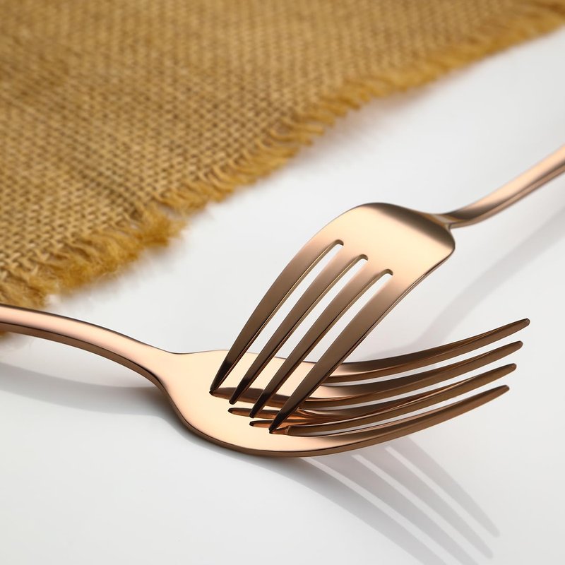Rose Gold Salad Forks Set of 8, Stainless Steel Silverware Flatware Forks, Appetizer Dessert, 6.7 Inches, Mirror Finish and Dishwasher Safe