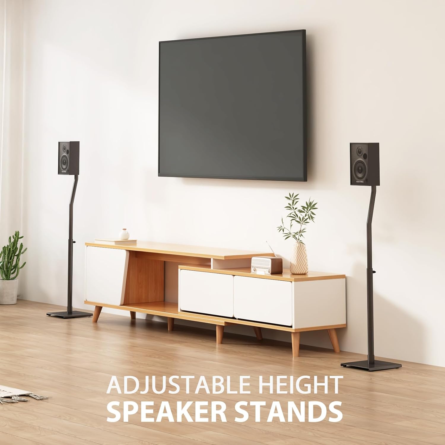 USX MOUNT Universal Speaker Stands - Height Adjustable 30" to 39" for Satellite & Bookshelf Speakers | Supports Up to 11 lbs (Pair)