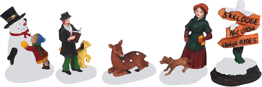 Skiennix Christmas Village Figurines Set - 5-Piece Holiday Decor for Indoor Displays & Gift Giving