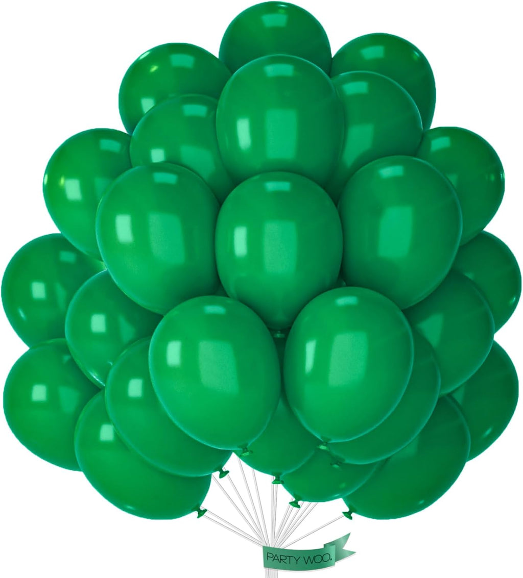 PartyWoo Dark Green Balloons - 12 Inch Emerald Forest Green | 101pcs for Weddings & Celebrations