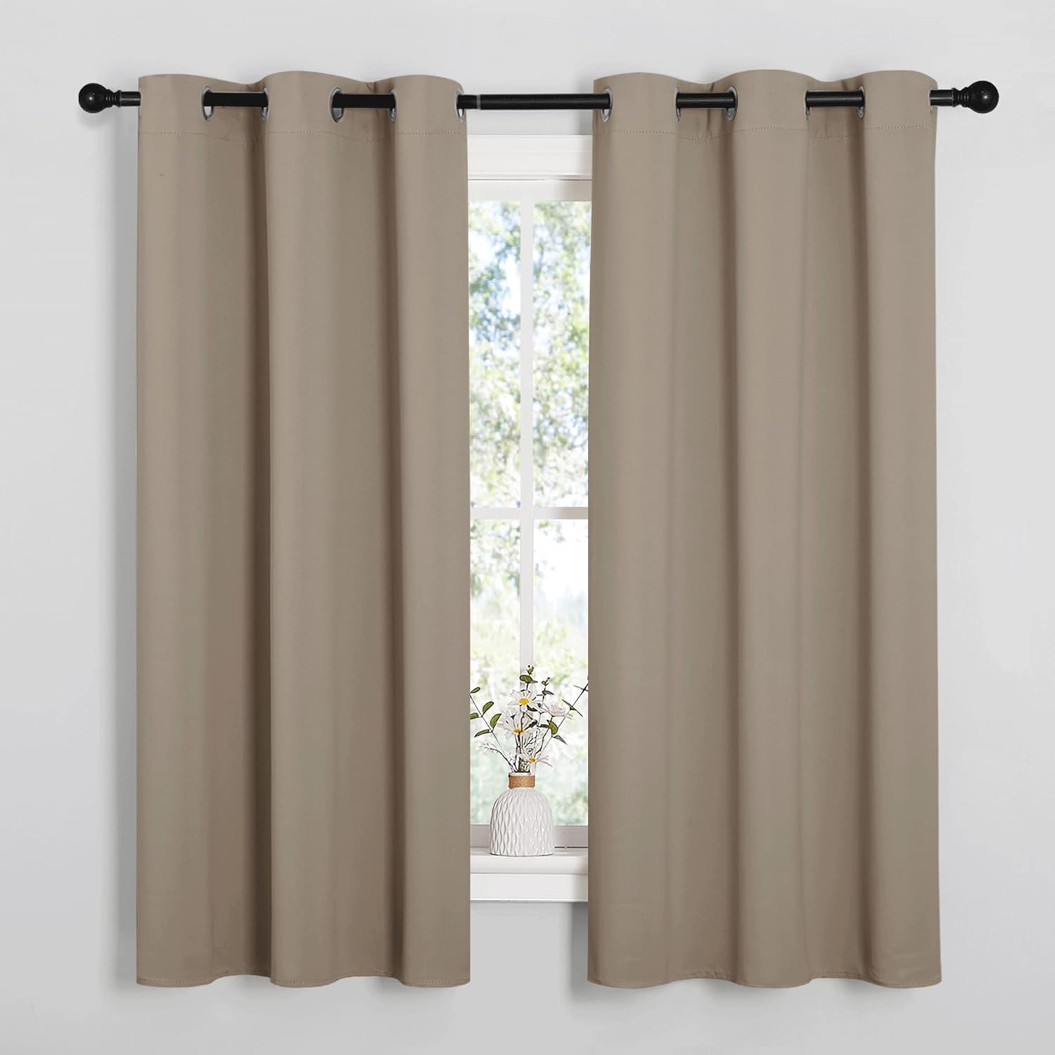 NICETOWN Blackout Window Curtain Panels - Thermal Insulated Grommet Drapes for Basement | Taupe, 34x54 Inch (1 Pair)