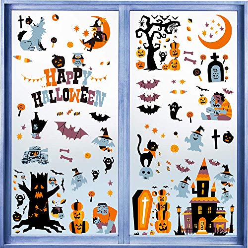 Halloween Window Clings - 10 Sheets Decorative Decals for Home