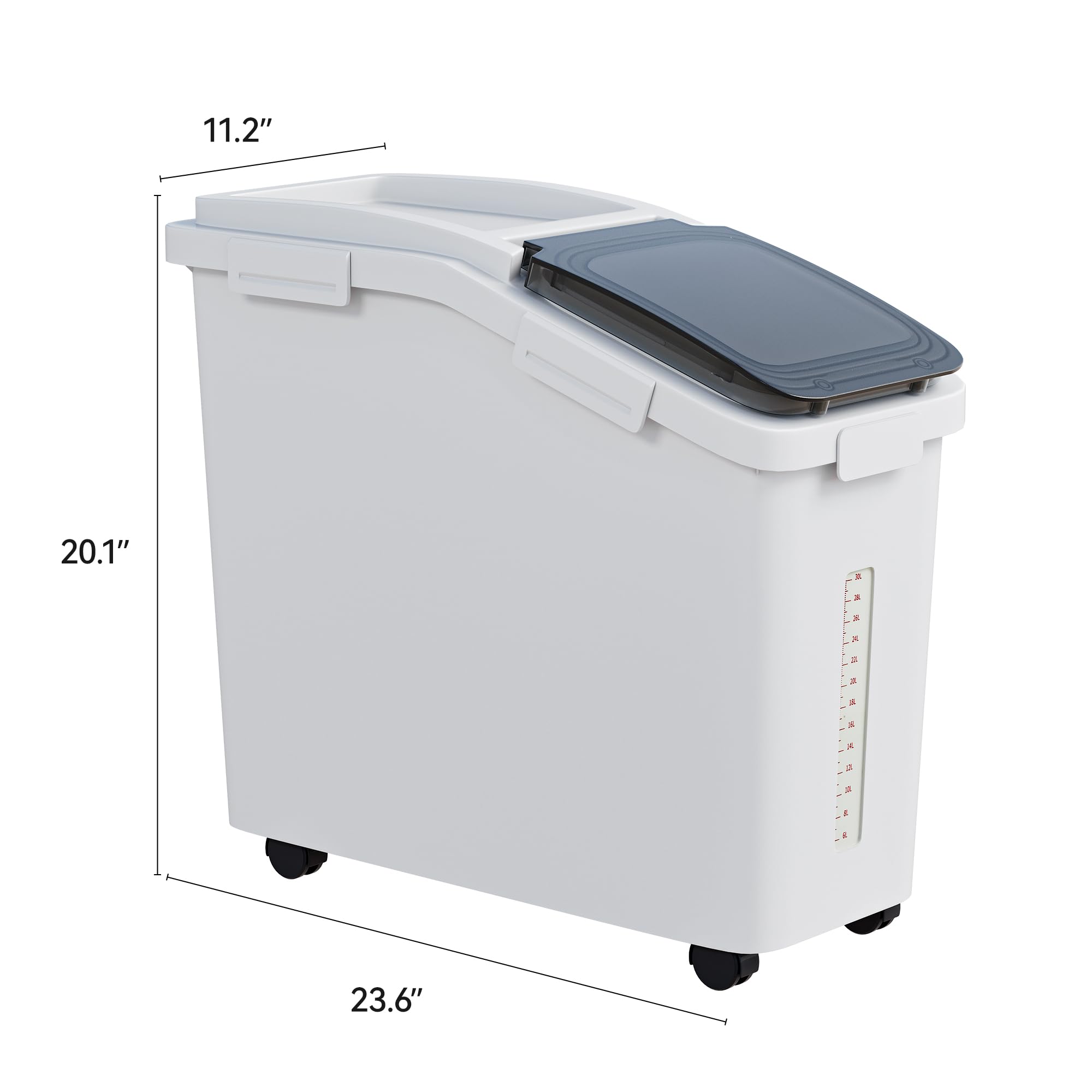 DWVO Large Ingredient Storage Bins, 11.4-Gallon Flour Rice Food storage Containers Bins with Wheels, Scoop and Airtight Lid for Dry Food, Flour, Cereal Grain, Sugar, White