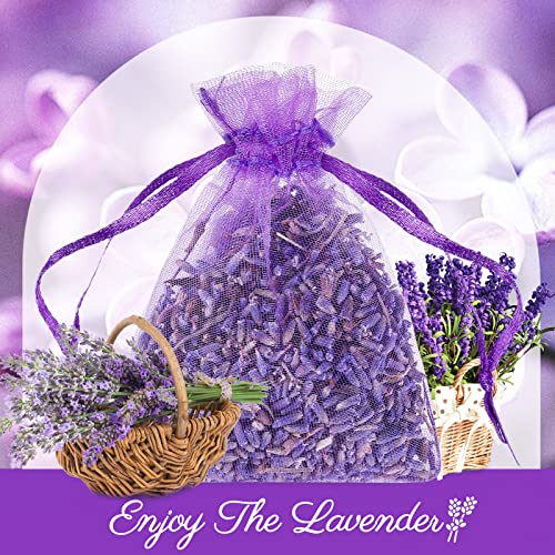 30 Pack Dried Lavender Sachets for Drawers and Closets, Natural Scent