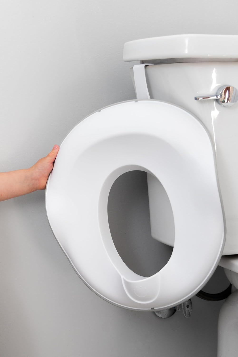 Ubbi Adjustable Toilet Trainer for Toddlers - Built-In Handles & Bonus Potty Hook - Gray