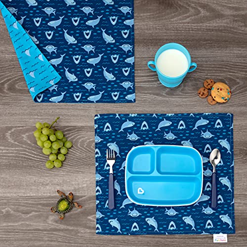 Reusable Cotton Placemats for Kids - 15x13 Inch Machine Washable Set of 2