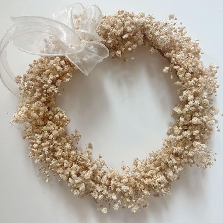 Natural Dried Baby's Breath Flowers - 6" Ivory White Gypsophila Bouquet