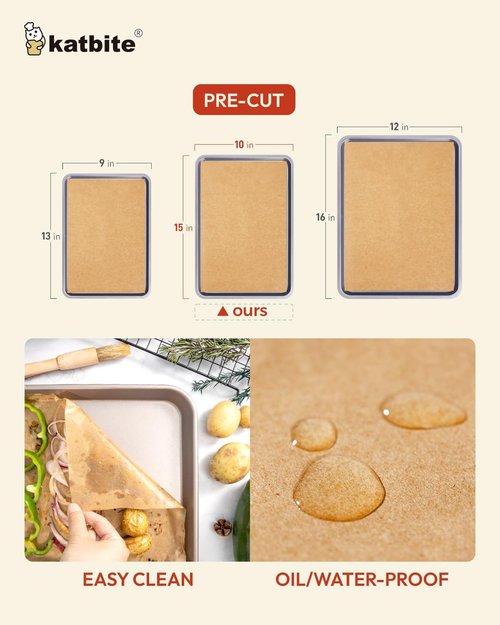 Katbite 135 Pcs Pop-Up Parchment Paper Sheets - Heavy Duty, Non-Stick, 10x15 In Unbleached Baking Paper