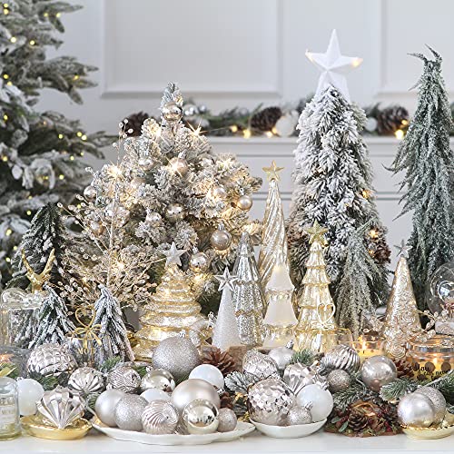86-Piece Shatterproof Christmas Ornament Set, Champagne Hanging Baubles
