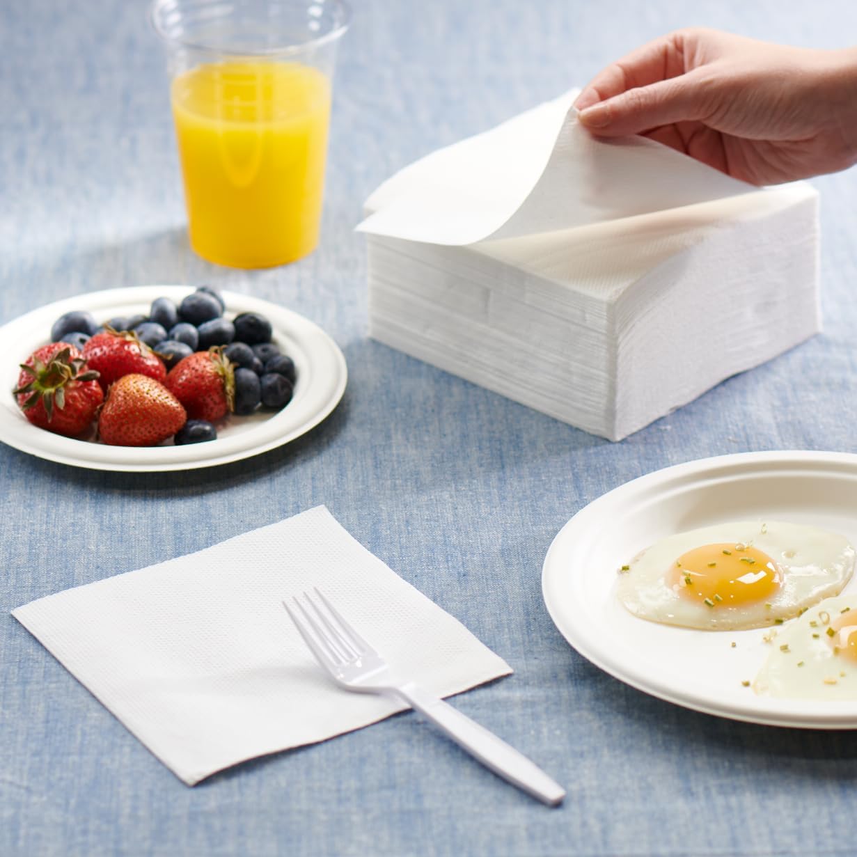 Pantry Value White Lunch Napkins | 500 Count 1-Ply Absorbent Disposable Paper - Perfect for Events & Everyday Use