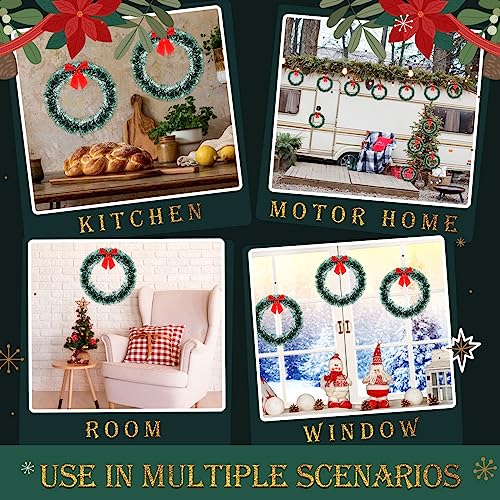 24 Pcs 12-Inch Christmas Wreaths with Red Bows - White Decorative Winter Decor (Variation: White)
