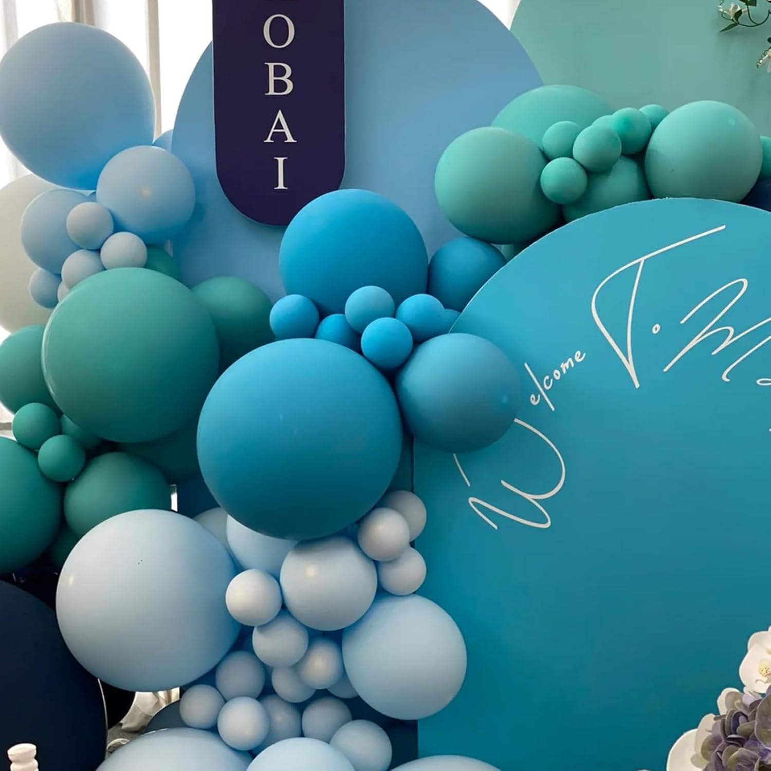 Voircoloria Peacock Blue Balloon Garland Kit - 130pcs Latex Balloons in Various Sizes for Parties & Celebrations