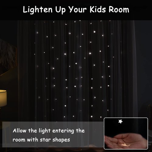 Kinryb Kids Blackout Curtains Short Window Curtains Mix and Match Curtain Decorative Drapes for Nursery Thermal Insulated Drape for Living Room/Kitchen 42" W x 45" L Black Set of 2