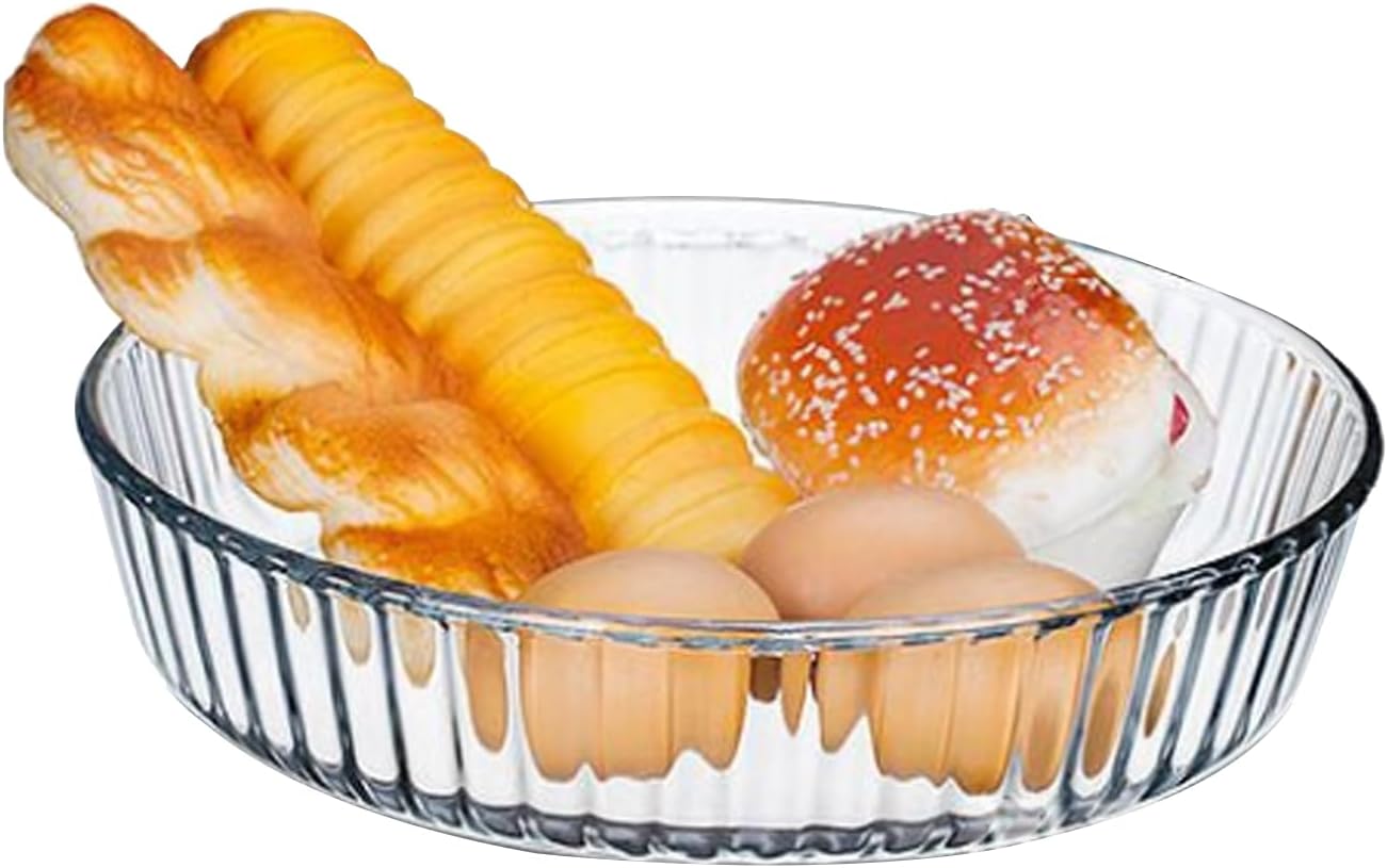 Skiennix 10-Inch Glass Deep Pie Dish - Durable Clear Baking Pan for Perfect Quiches & Pies