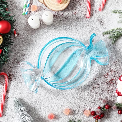 Blue Round Christmas Candy Glass Plate Serving Tray – Christmas Theme Display