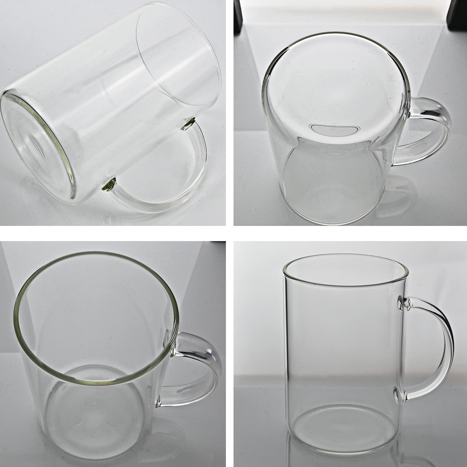 DEDEYA Borosilicate Glass Mugs 19 oz Set of 2, Extra Large Clear Glass Cup with Handle for Coffee Tea Beverage, Hot/Cold Drinking Glasses, wide mouth.