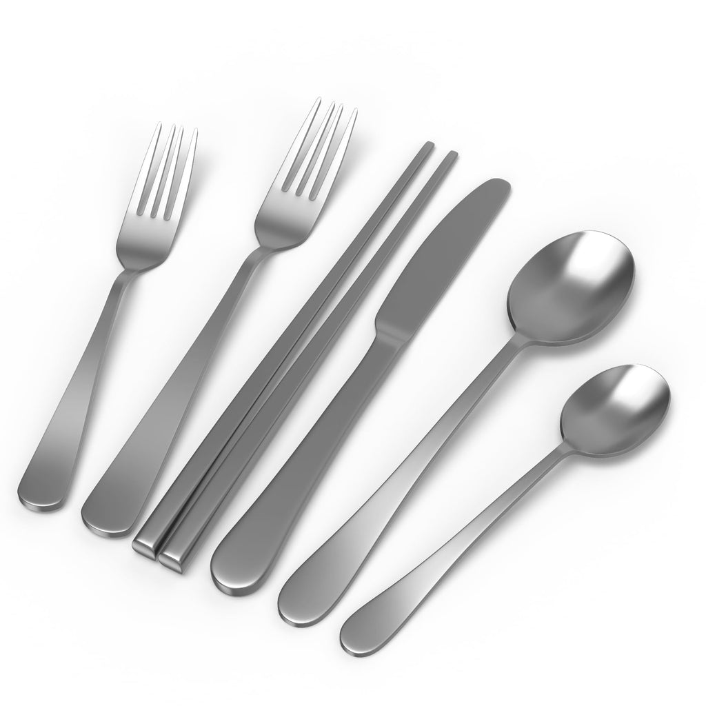 Homwoody Upgraded 18/8 Stainless Steel 28-Piece Flatware Cutlery Set(Silver)-Silverware set for 4-Luxurious Home Kitchen Dinnerware Sets-Great Kitchen Accessories-Perfect House Warming/Christmas Gift