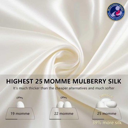 ZIMASILK 25 Momme 100% Pure Mulberry Silk Pillowcase for Hair and Skin Care, Highest Grade 6A Pillow Cases for Women, Long-Lasting Durablity, Gift for Women Men, 1Pc (Queen 20"x30", Ivory)